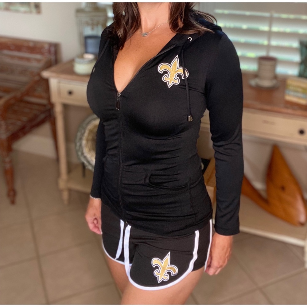 Saints Fleur de Lis Sporty Hoodie Seamless 2520 - Picture 9 of 9